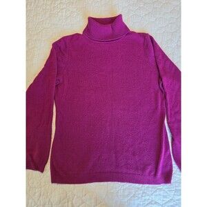 Charter Club Women's Luxury 100% Cashmere Magenta Turtleneck Sweater Sz Medium